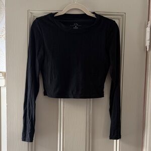 Klassy Network Black Ribbed Long Sleeve Crop Top Brami